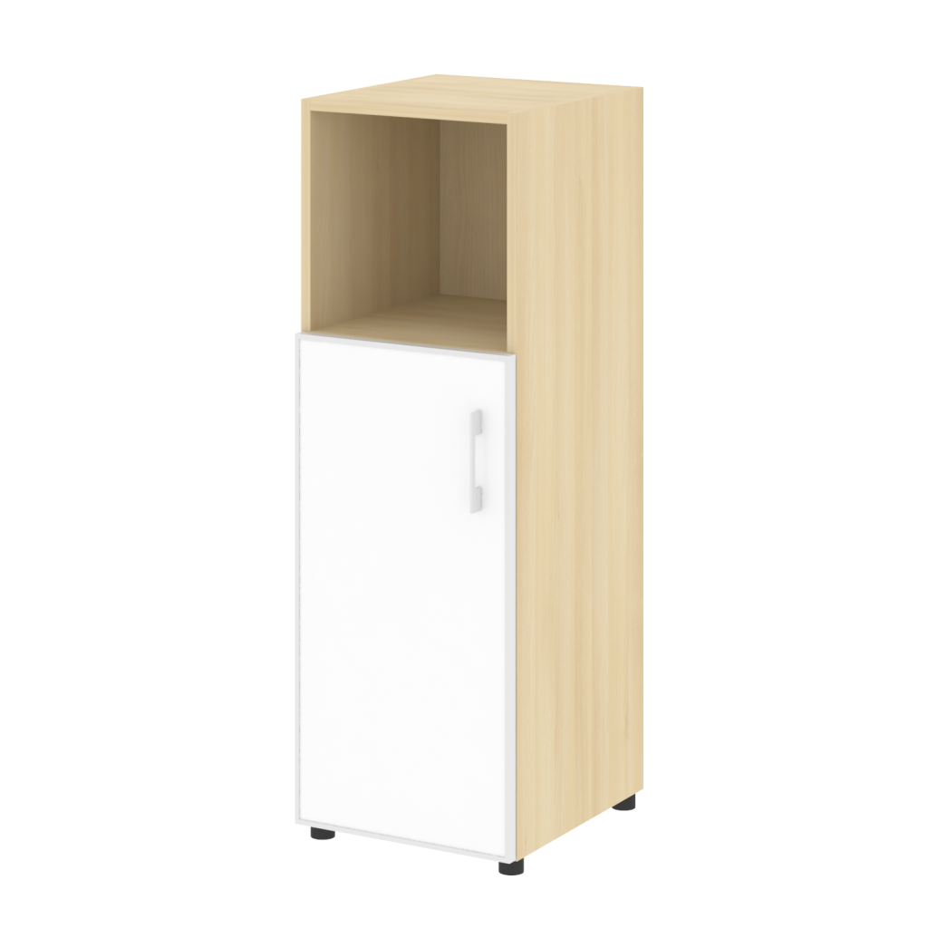 Шкаф узкий Рива Ялта 400*450*1195 Рива Ялта Акация Лорка/Стекло White